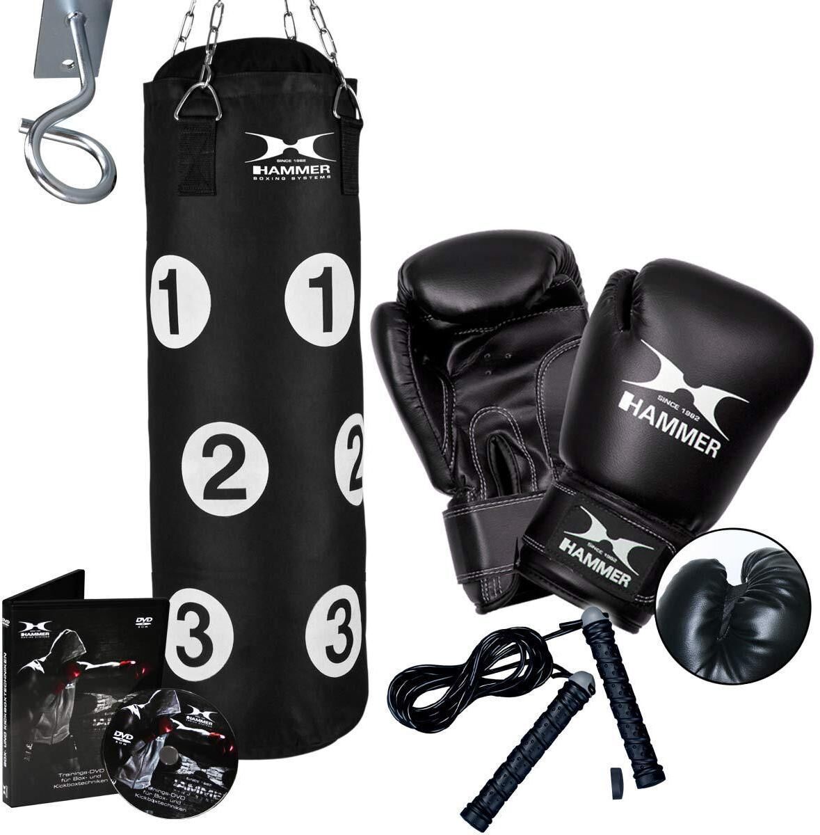 Boxsack HAMMER "Sparring Professional", schwarz (schwarz, weiß), Boxsäcke, B/H/L: 28cm x 80cm, Boxsack, B:28cm H:80cm schwarz, weiß B/H/L: 28cm x 80cm