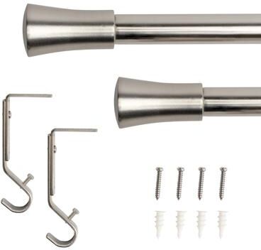 Lumi Home Furnishings "Lumi 3/4"" Single Curtain Rod Brushed Nickel/Black- Cylinder finials"