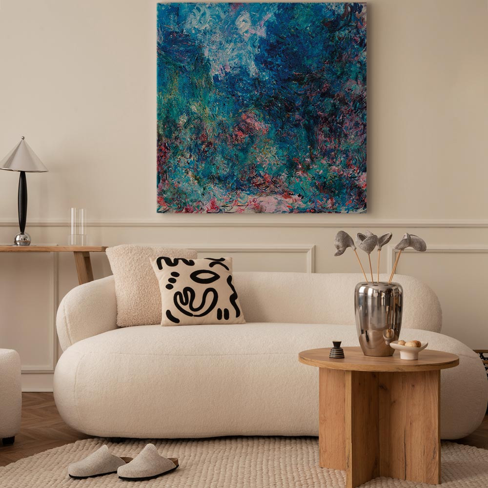 home24 Canvas afbeelding La maison de l'artiste blauw, 80 x 80 cm