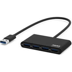 Port Designs USB 3.0 Hub (USB-A, 4 Ports), Dockingstation + USB Hub, Schwarz
