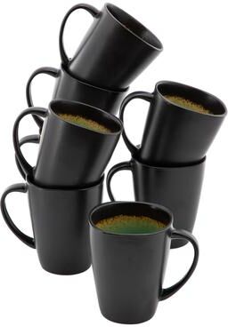 Gibson Elite 8 Piece 14 Ounce Square Stoneware Mug Set in Jade