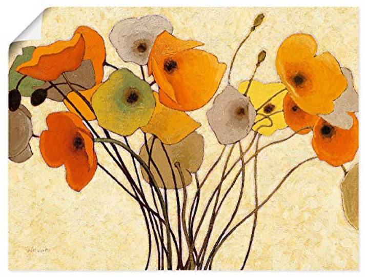 ARTLAND Wanddeko Poster & Kunstdrucke Wandposter 60x45 cm Blumen Blüten Mohnblumen Botanik Abstrakte Kunst Malerei Modern L1CB