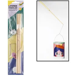 folia Bastelzubehör Laternenstab mit Drahtbügel + 1 LED Licht natur