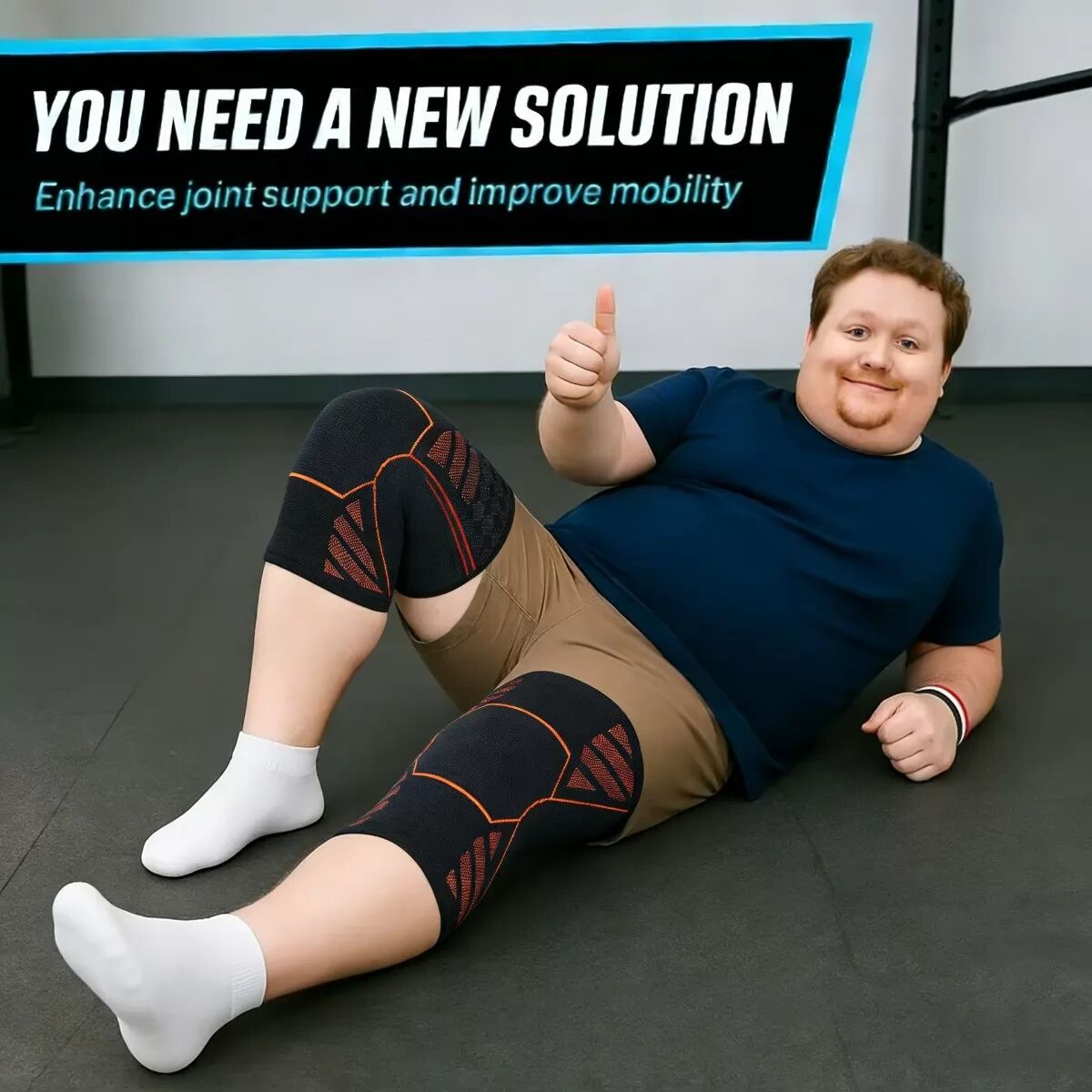 INF Genouillère de Sport Grande Taille Orange à Ions de Cuivre pour Fitness & Exercice XXL