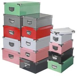 IH Casa Decor Rectangle Nesting Boxes Top Lid Glossy Set Of 14