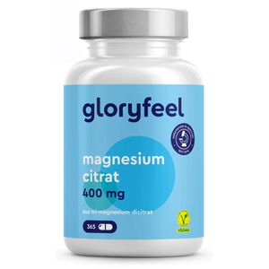 gloryfeel Magnesium Citrat, 365 Kapseln, aus Tri-Magnesium Dicitrat, hochdosiert, 400 mg