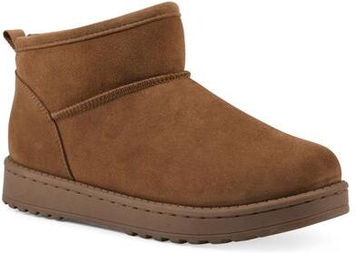 Women's Inspo Faux Fur Leather Bootie by White Mountain in Whiskey Suede (Size 6 M)