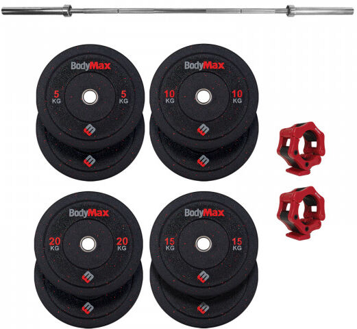 BodyMax Rubber Crumb Bumper Weight Set with Bar - 100kg