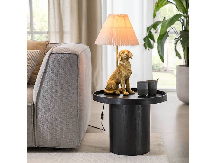 Tischleuchte Hund 32 x 55 x 32cm Gold/Gold Mischgewebe LED/Halogen/Glühlampe E27