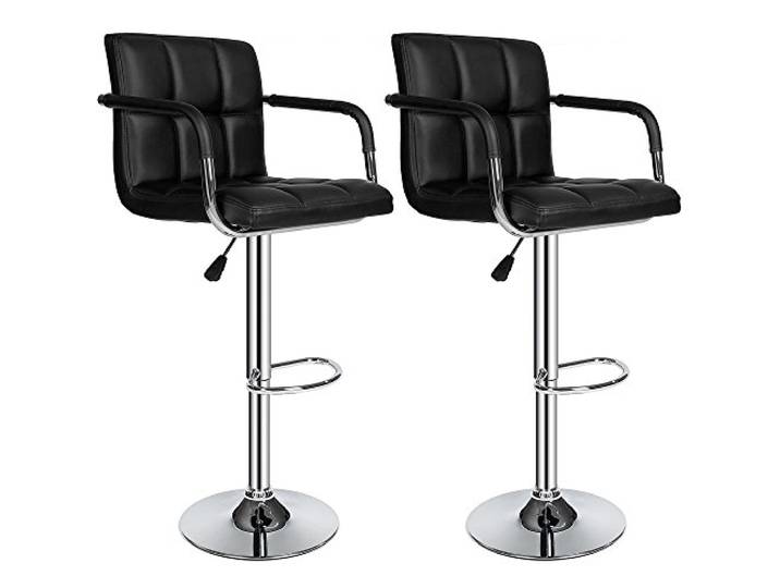 WeFun Barhocker höhenverstellbar mit lehne,Barstuhl 2er Set,Barhocker für küche (Schwarz)