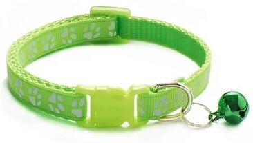 Uplift Essentials Adjustable Cute Paw Print Cat Collar With Bell fluorescent Green