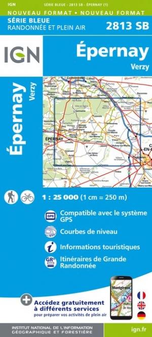 Carte de randonnée IGN Série Bleue n° 2813 - Epernay
