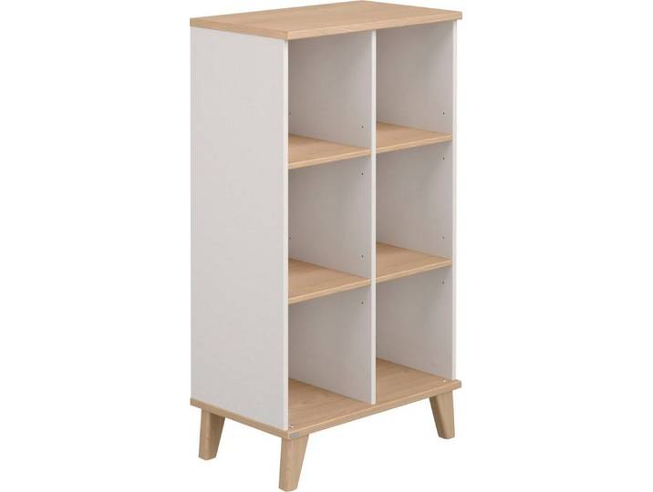 PAIDI Standregal FIENE in Grau mit 6 offenen Fächern, 66x120x40cm, stabiles und langlebiges Regal aus Holz, geprüfte Qualität