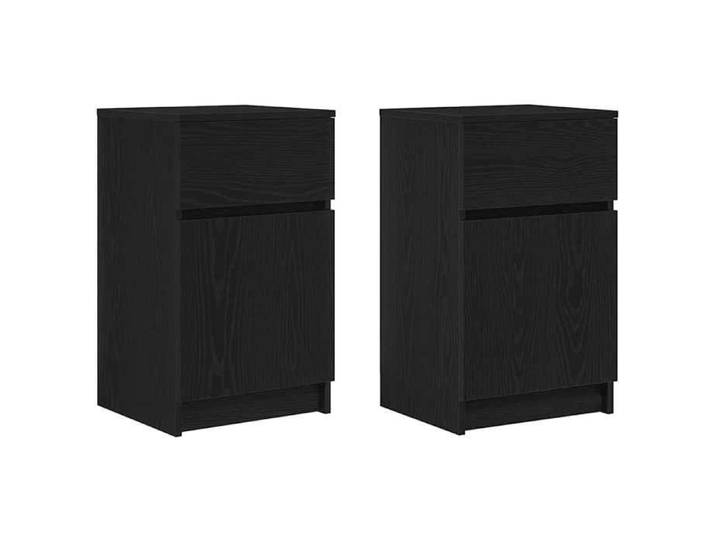 CHEZ JILI* Lot de 2 Tables de chevet - RUIGOU - Petite table de chambre noir 39x35x65 cm bois d'ingénierie Août456157