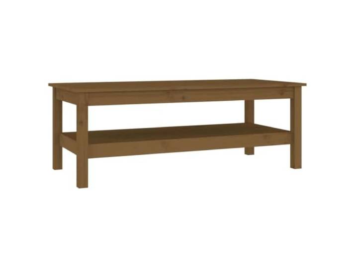 Couchtisch Honig Bronze 110x50x40cm Massivholz Kiefer Kiefer Massivholz,Holzrahmen,zusätzliche Zeitschriftenablage,Getränkeplatte,Montageanleitung