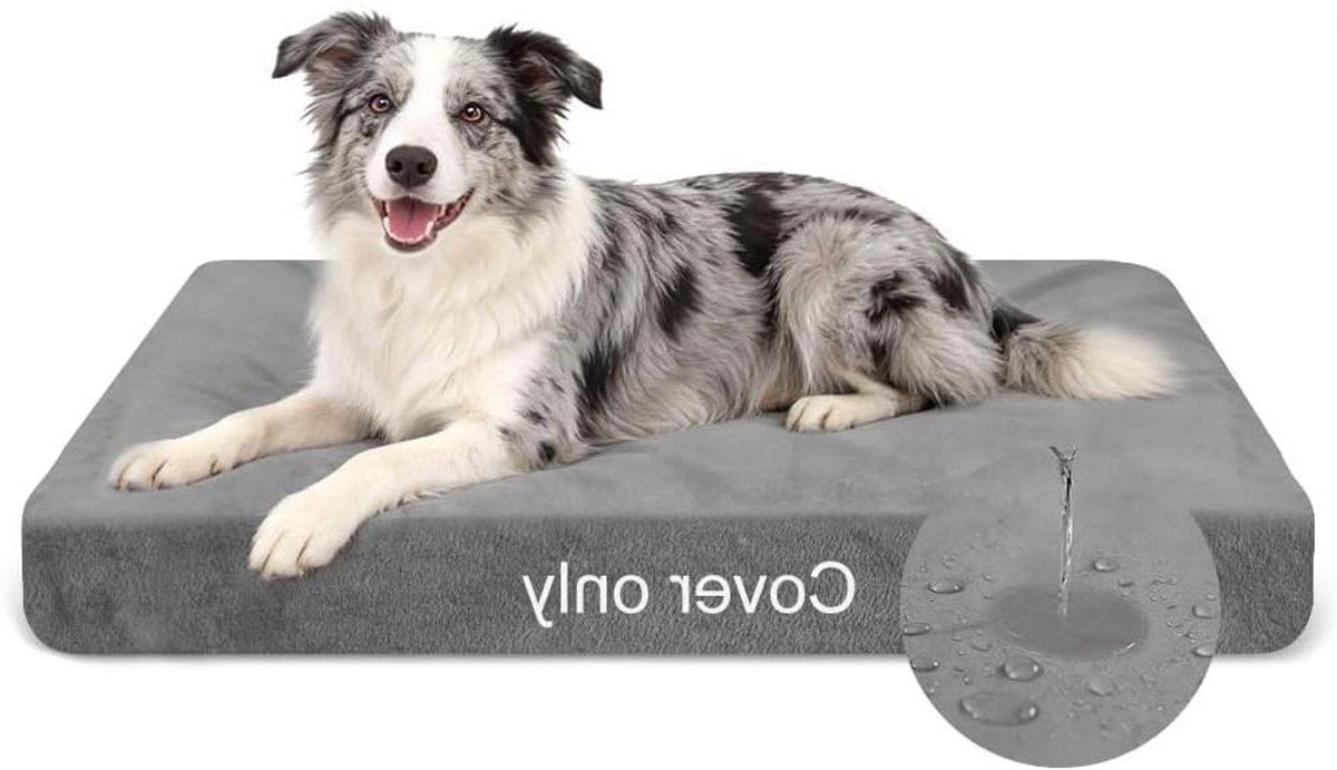 Grijs Hondenbed Overtrek - Waterdichte en Zachte Vervangende Hoes - 92 x 59 cm