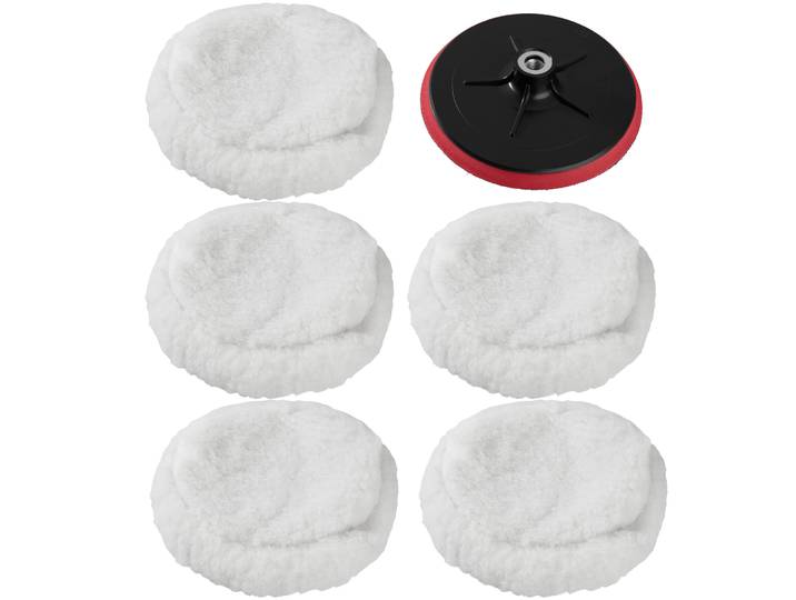 Lot de 5 peaux de polissage 220 mm + 1 disque de polissage Auto 180 mm - blanc