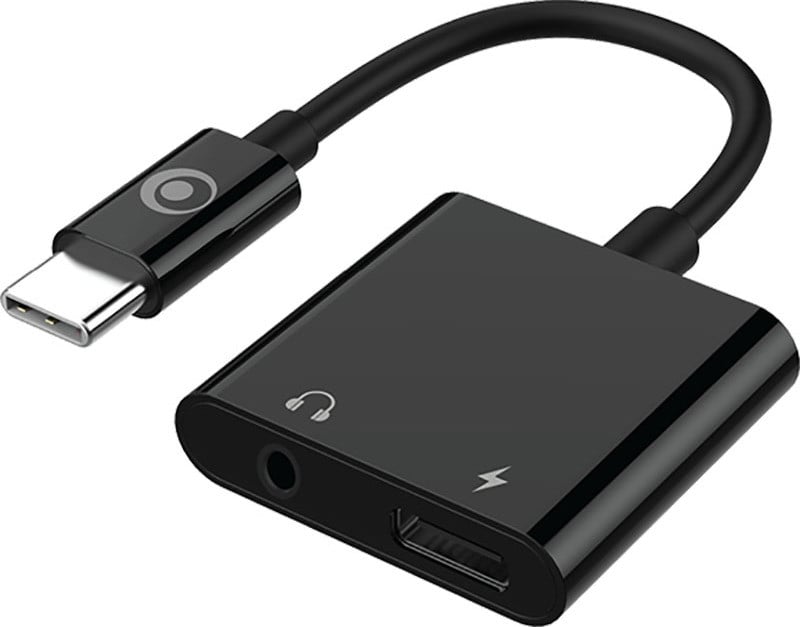 Bigben Connected USB-C en 3,5 mm audio- naar USB-C oplaadadapter, 60W, zwart