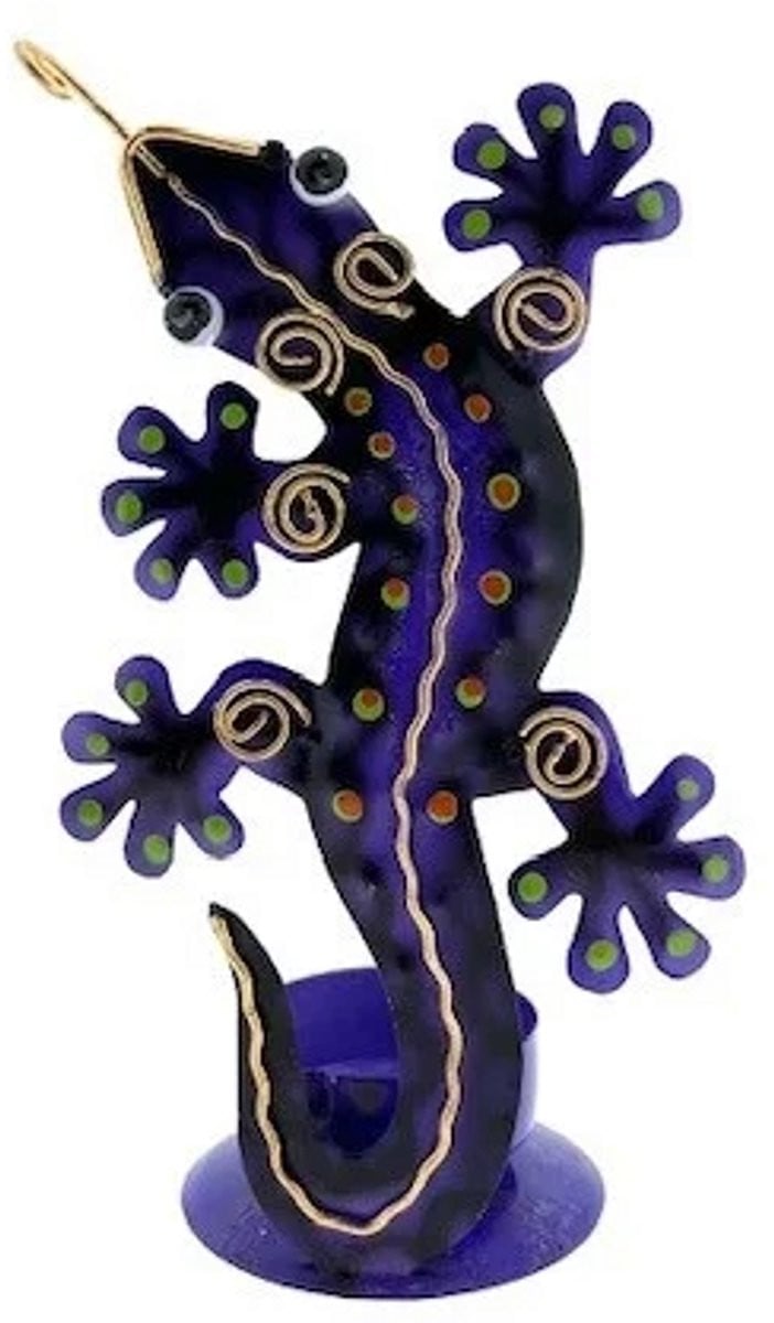 Geko Salamander Metalen Waxinelichthouder