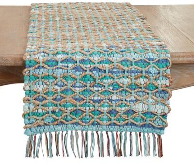 Saro Lifestyle "Handwoven Net Chindi Table Runner - 16""x72"""