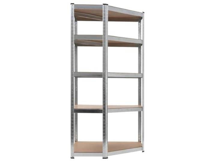 Eckregal mit 5 Böden, Stahl und Holzwerkstoff 5 Ablagen, Stahl, Holzwerkstoff, Eckform, für Flur, Wohnzimmer, Büro