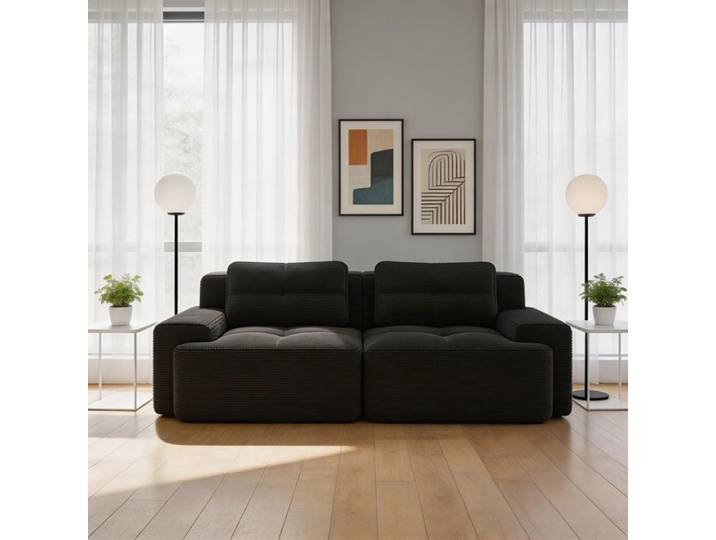 Canapé modulaire sans armature cord assise profonde petit canapé d'amour convertible Noir