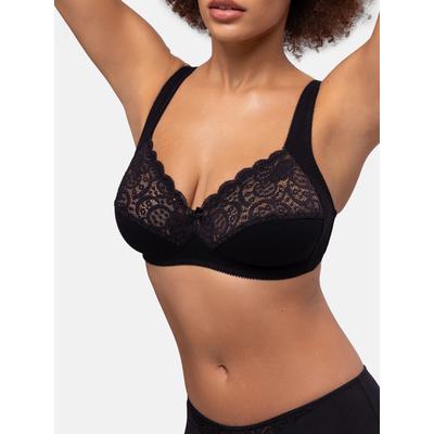 Bügelloser BH DORINA "Georgina", Damen, Gr. 95, Cup B, schwarz, Jersey, Obermaterial: 75% Baumwolle, 19% Polyamid, 6% Elasthan, unifarben, BHs, mit Spitze, stützendes Unterbrustband, Full-Cup
