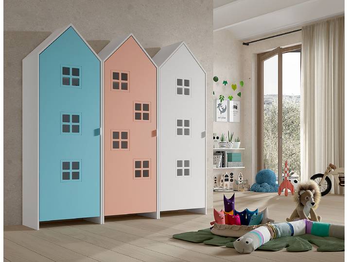 Kleiderschrank Casami Bruges 3-teilig 173 x 171 x 37cm Multicolor/Hellblau/Altrosa