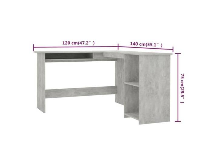 Bureau d'angle - SALUTUYA - BD1401 - Gris Béton - 120x140x75 cm - Aggloméré