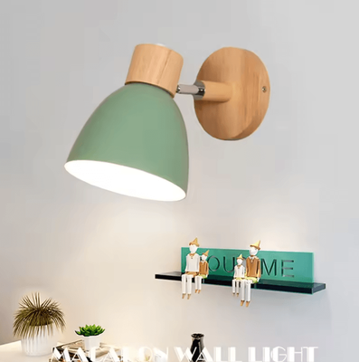 Inspire Curations Nordic Macaroon Wall Light Adjustable E27 Bedside Sconce green No Bulb