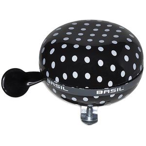 Basil Fahrradklingel Big Bell Polkadot, schwarz, Glocke, links, Aluminium
