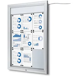 Schaukasten LED 9x A4 Alu Infokasten Plakatschaukasten beleuchtet wetterfest