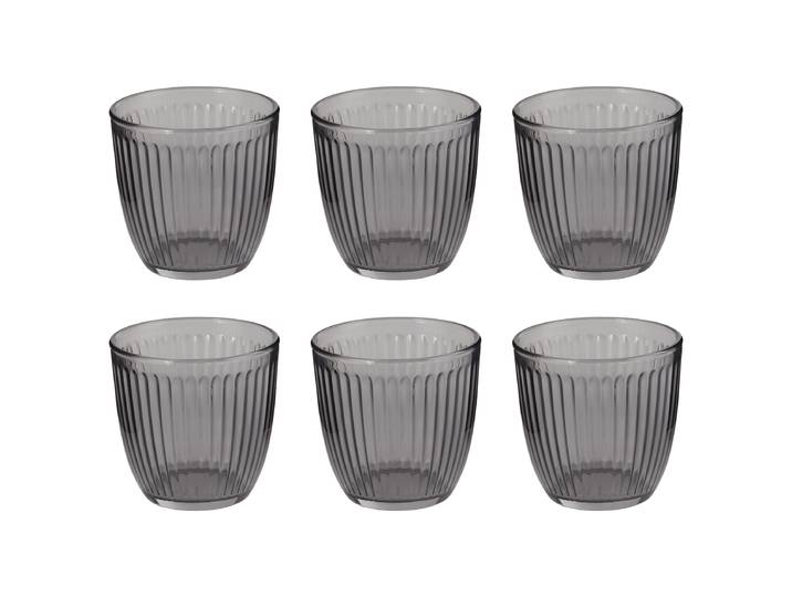 Trinkglas LINEE 6er-Set 9 x 9 x 9cm Grau/Grau