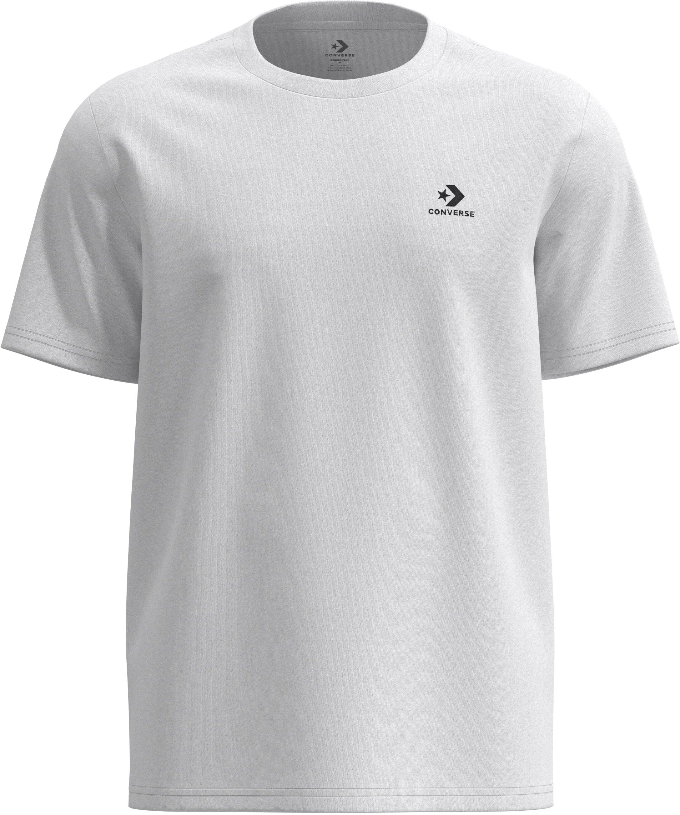 T-Shirt CONVERSE "CHEST STAR CHEV TEE", Herren, Gr. L, weiss (weiß), Obermaterial: 100% Baumwolle, Shirts T-Shirt, für Erwachsene, kurzärmelig, für Sportmode und Streetwear weiß L