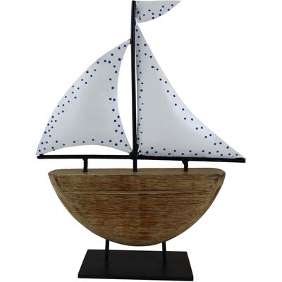 Dekofigur AM DESIGN "Schiff aus Mangoholz und Metall", braun, B:6cm H:35cm T:35cm, Holzwerkstoff, Metall, Dekofiguren, Osterdekoration in zwei Größen