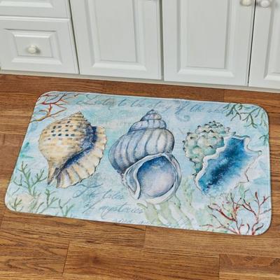 Laural Home Llc (Bath) Sketchbook Shells Memory Foam Cushioned Mat Blue 34 x 21, 34 x 21, Blue