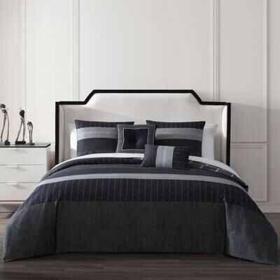 Zako Llc Kyle Comforter Bed Set Black, Queen, Black