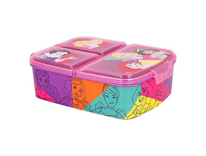 STOR Disney Prinsessen Broodtrommel voor Kinderen met 3 Vakken 2156ml - BPA-vrije Lunchbox Schoolbroodtrommel