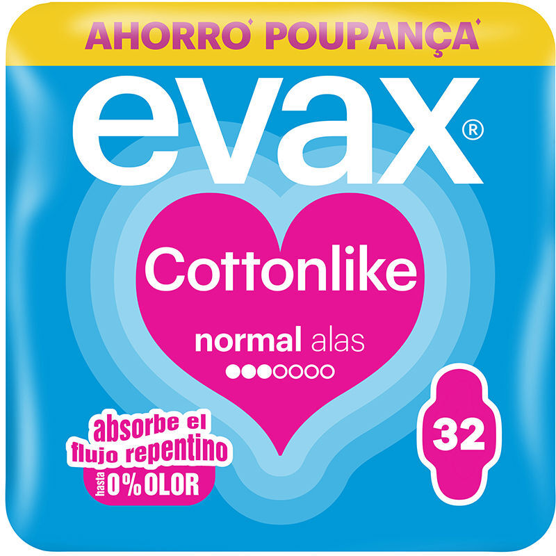 Evax Cottonlike compresas normal alas 32 u