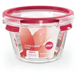 emsa Vorratsdose Clip&Close 900 ml Glas Rot