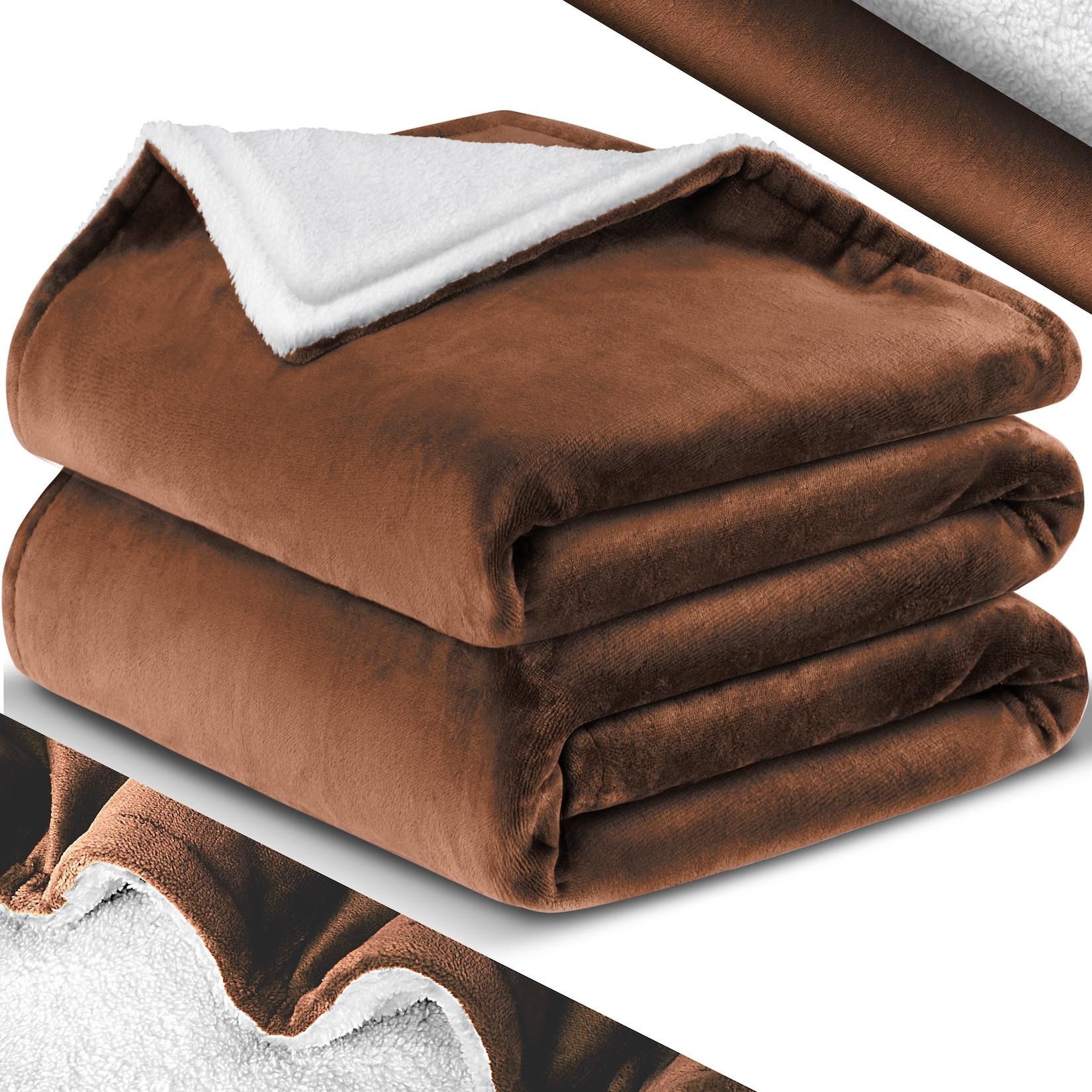 KESSER® Kuscheldecke Flauschige Sherpa Extra Weich & Warm Wohndecke Flanell Fleecedecke, Falten beständig/Anti-verfärben als Couchdecke Sofadecke oder Bettüberwurf