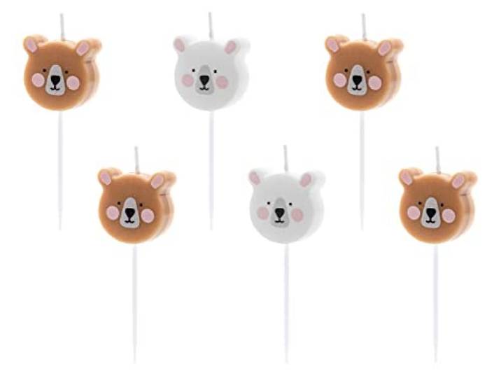 Party Deco Teddybeer Verjaardagskaarsen - Taartdecoratie x 6