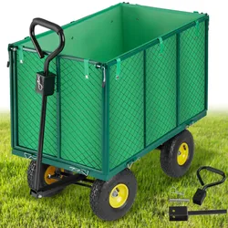 tectake® Bollerwagen, mit klappbaren Seitenwänden, leichtgängige Lenkachse mit gepolstertem Griff, Belastbarkeit 544 kg