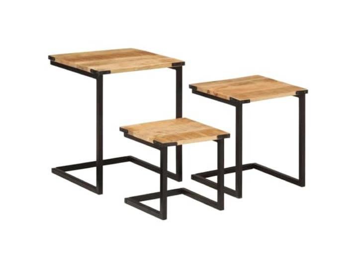 MNCVXAXG Beistelltische zum Zusammenstecken 3 Stück Massivholz Mangoholz Stapelbar, platzsparend, 3 Höhen, robuste Platte, vielseitige Verwendung, Nachttisch, Wohnzimmer, Büro, Montage erforderlich