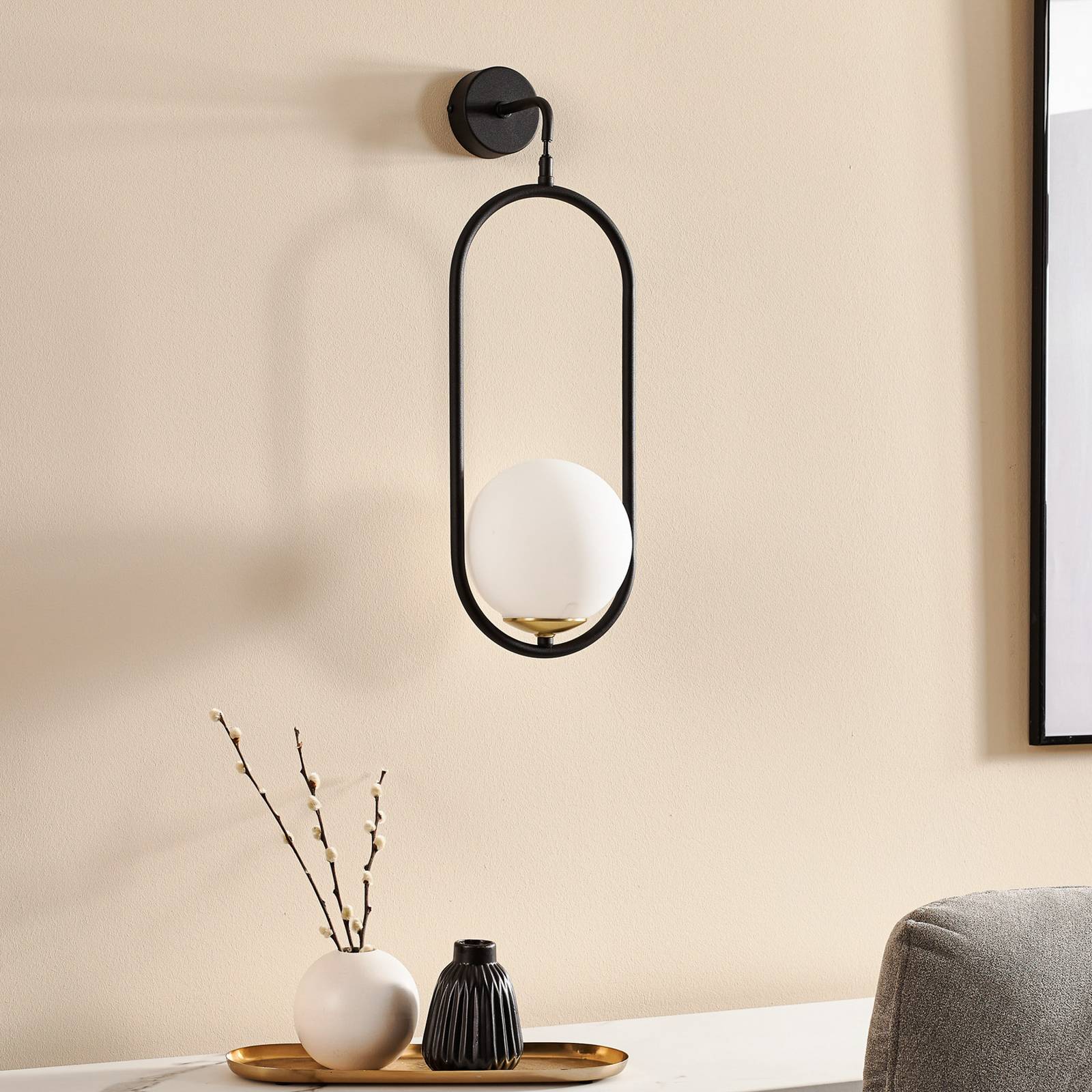 Wall Light Samba Jupiter, dimmable, Black, Living / Dining Room, Glass, Modern, Wall Light