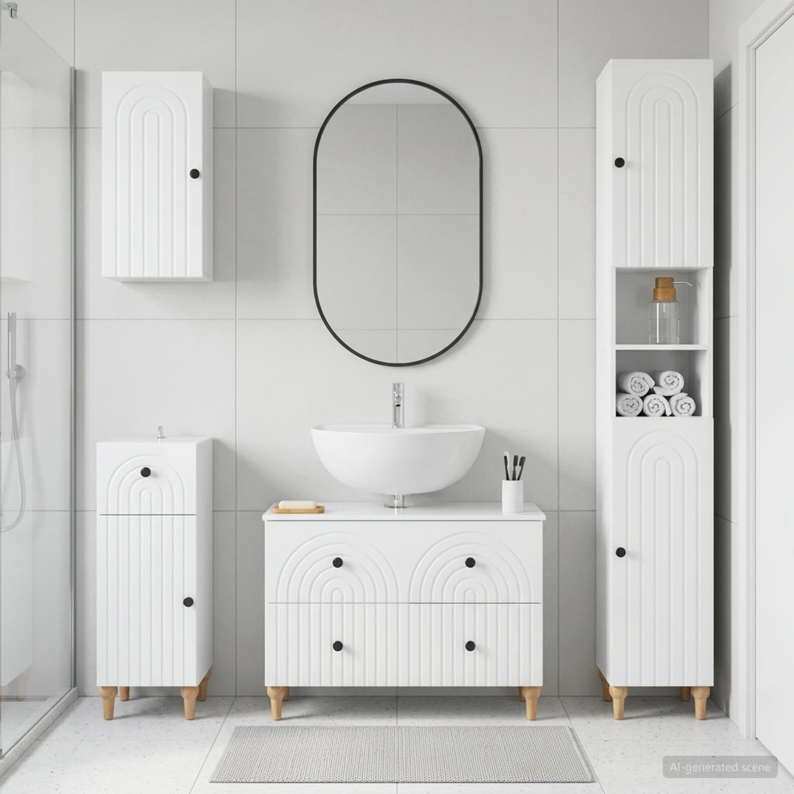 Prolenta Badkamermeubelset met open plank, wandmontage, wit