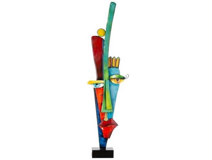 Casablanca Skulptur Alta fronte - Metall - Mehrfarbig - Höhe 101 cm - Gesichtsmotiv - Kunst - Dekoration - Wohnaccessoire - Wohnzimmer