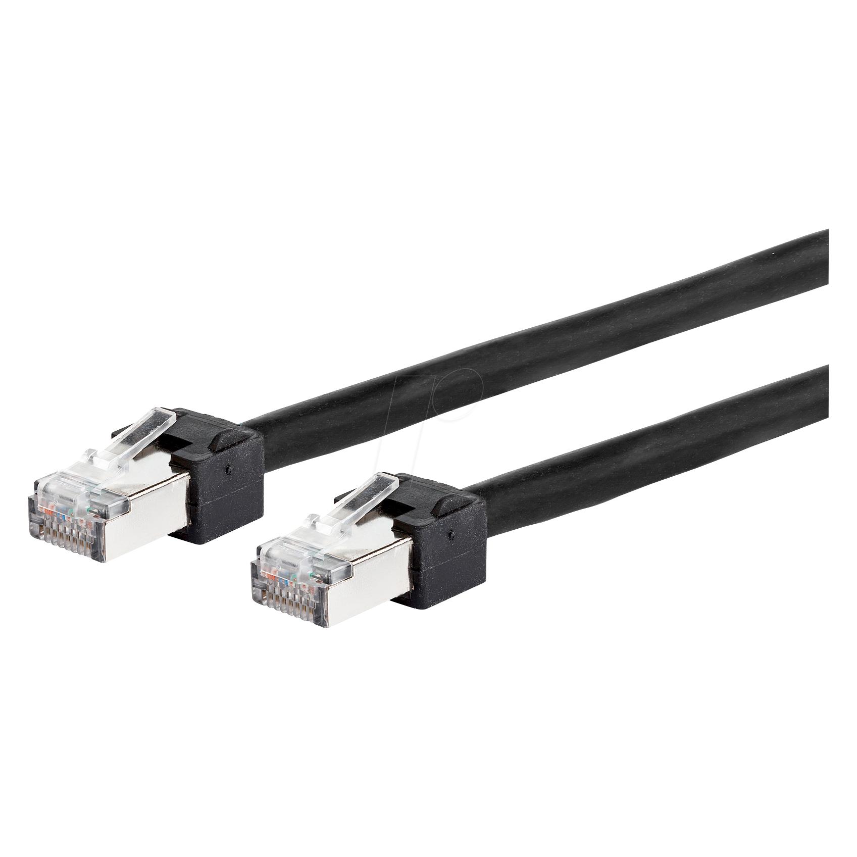 Metz Connect RJ45 Netzwerk Anschlusskabel CAT 6 S/FTP 0.5 m Schwarz Folienschirm, Geflechtschirm, Ge (S/FTP, CAT6, 0.50 m) (13084V0500-E)