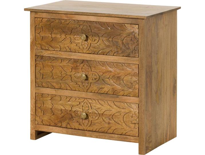 MASSIVMOEBEL24 Commode en bois de Manguier 80x48x78 naturel laqué KASHMIR #207