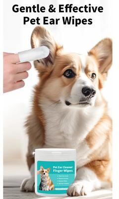 Happy Pet Pantry Premium Pet Ear Cleaning Finger Wipes For Cats & Dogs Gentle Ear Care & Mite Removal Premium Pet Ear Cleaning Finger Wipes For Cats & Dogs Gentle Ear Care & Mite Removal